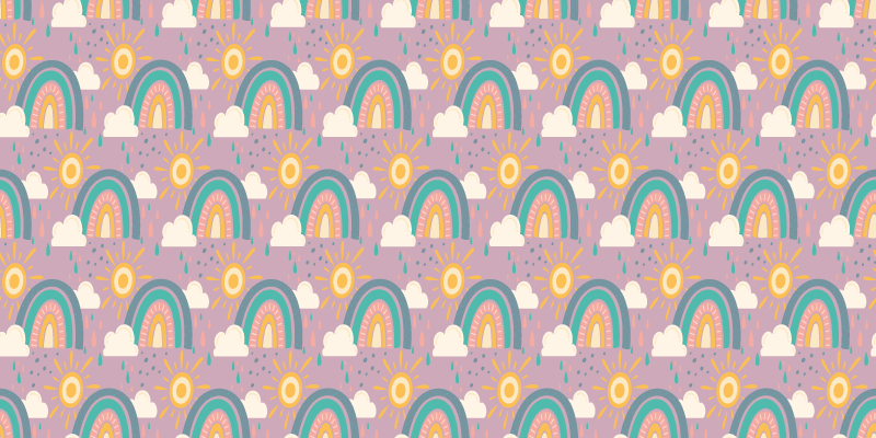 Playful colorful rainbows floral vinyl carpet - TenStickers