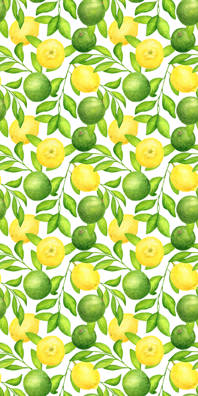 Floral vinyl carpet with lemon and lime design - TenStickers