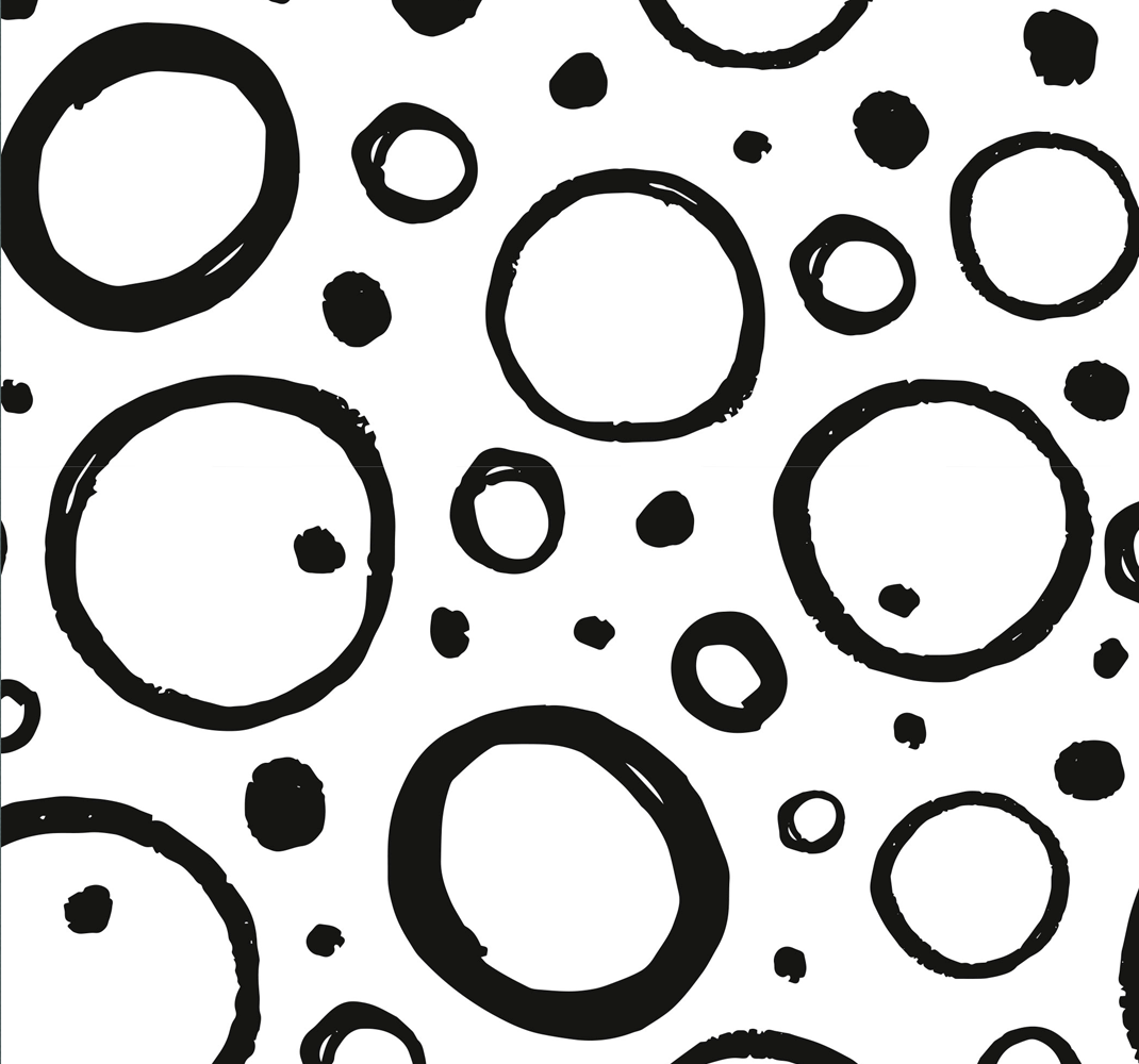 Geometric vinyl carpet in black and white circles - TenStickers