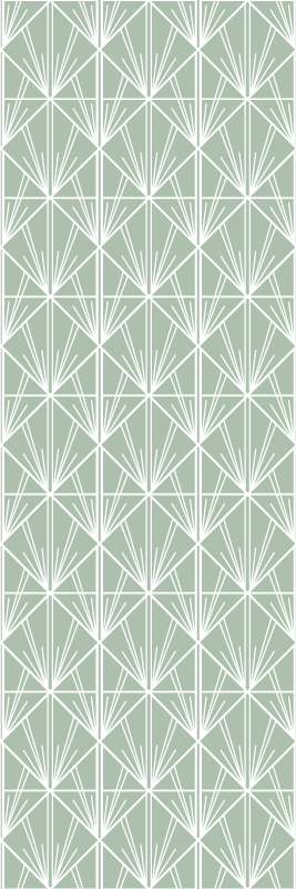 Geometric vinyl carpet in modern green and white design - TenStickers