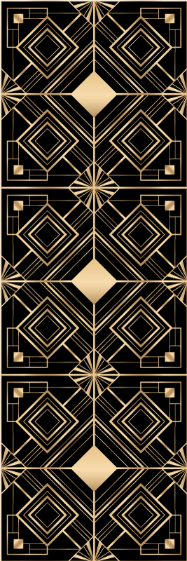 Geometric vinyl carpet with modern black and gold art - TenStickers