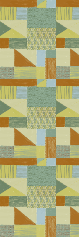 Geometric vinyl carpet in colorful triangle patchwork - TenStickers