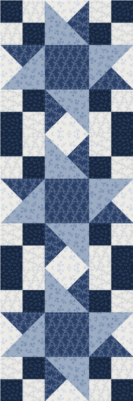Geometric vinyl carpet patchwork blue star triangle - TenStickers