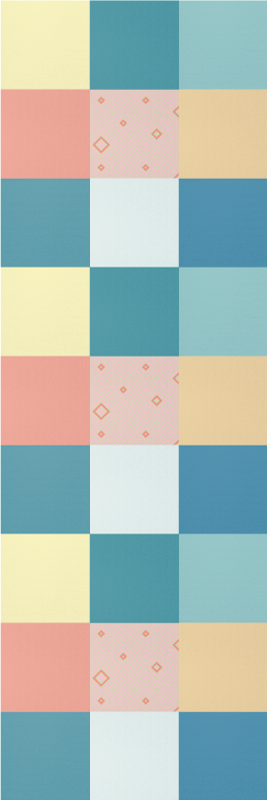 Geometric vinyl carpet with colorful retro patchwork - TenStickers