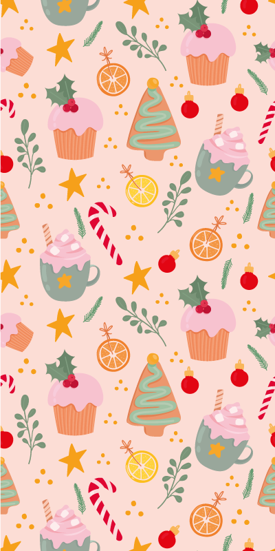 Christmas vinyl carpet with candy canes and trees - TenStickers