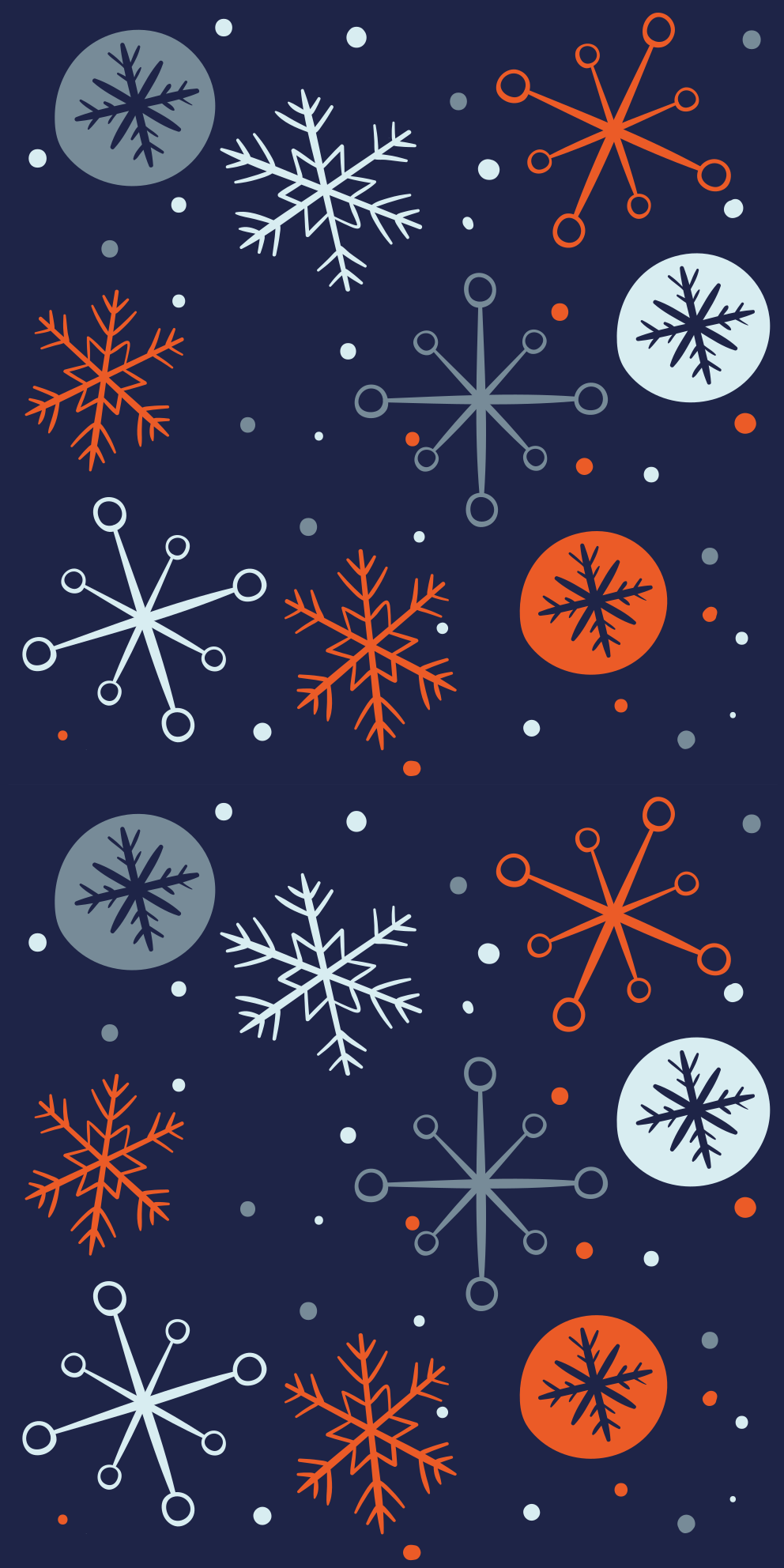 Christmas vinyl carpet with blue and orange snowflakes - TenStickers