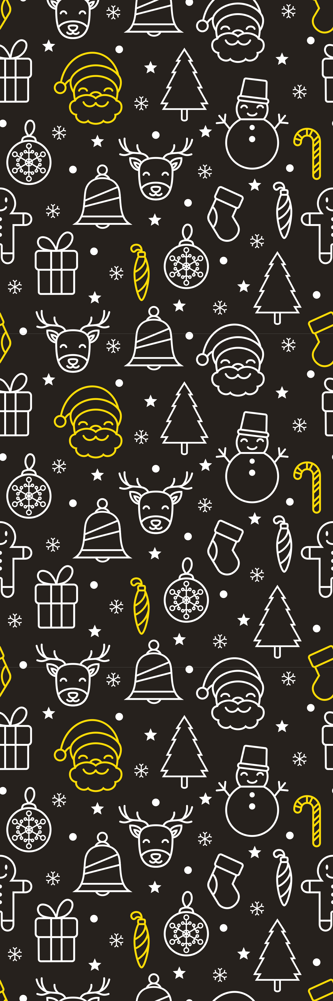 Christmas vinyl carpet white and yellow pattern on black - TenStickers