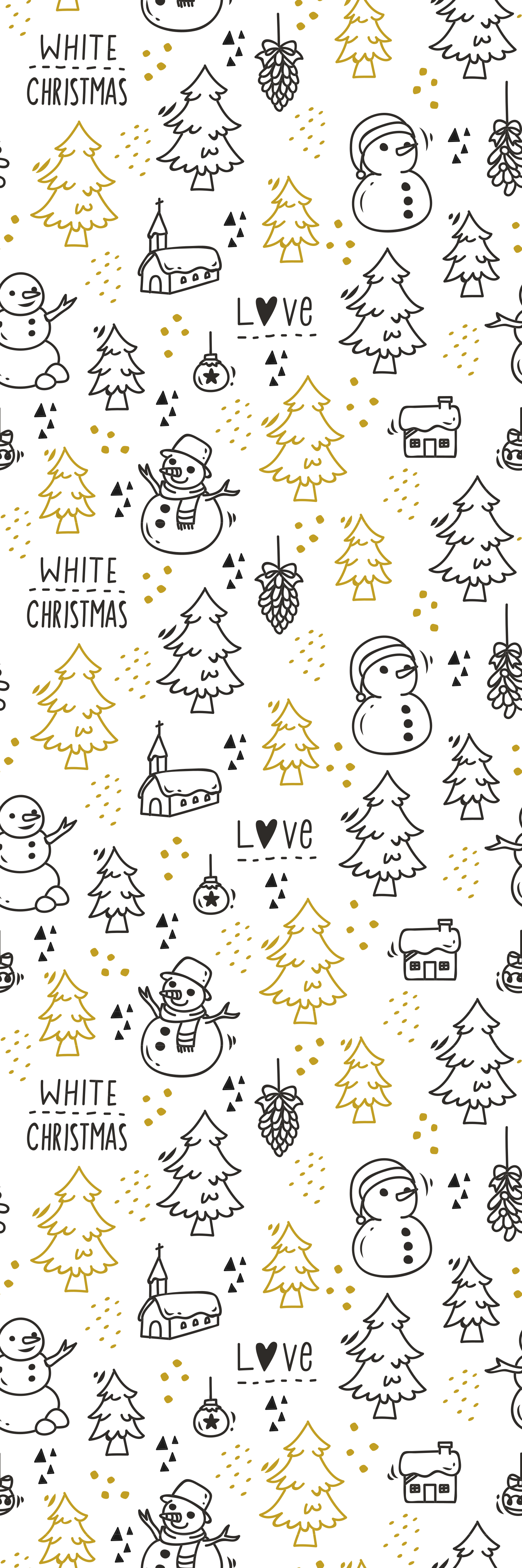 Christmas vinyl carpet black and gold doodle design - TenStickers