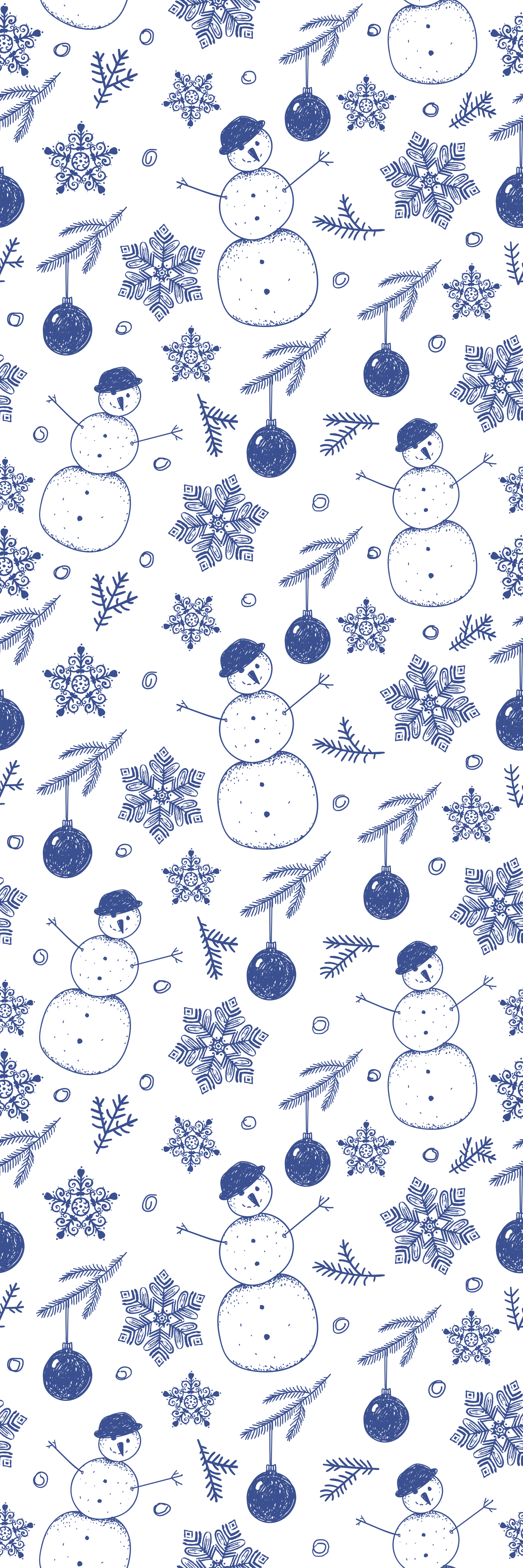 Christmas vinyl carpet hand drawn blue winter design - TenStickers