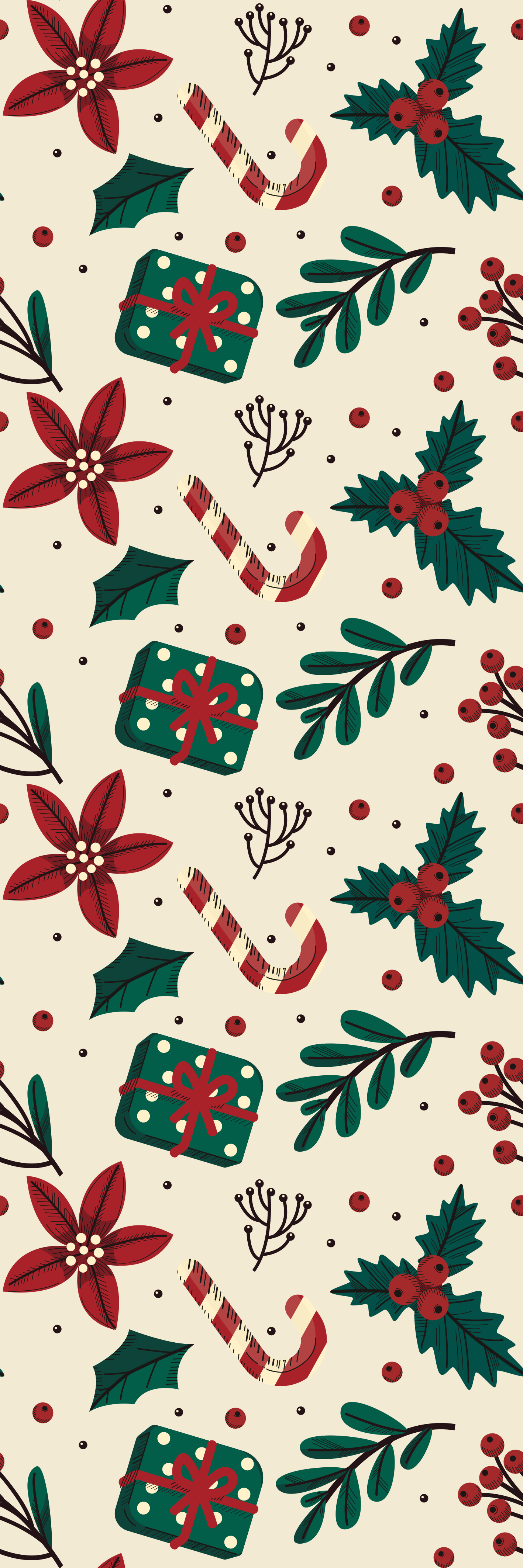 Christmas vinyl carpet with green and red vintage pattern - TenStickers
