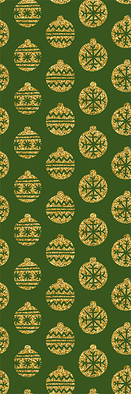 Christmas vinyl carpet with golden charms on green - TenStickers