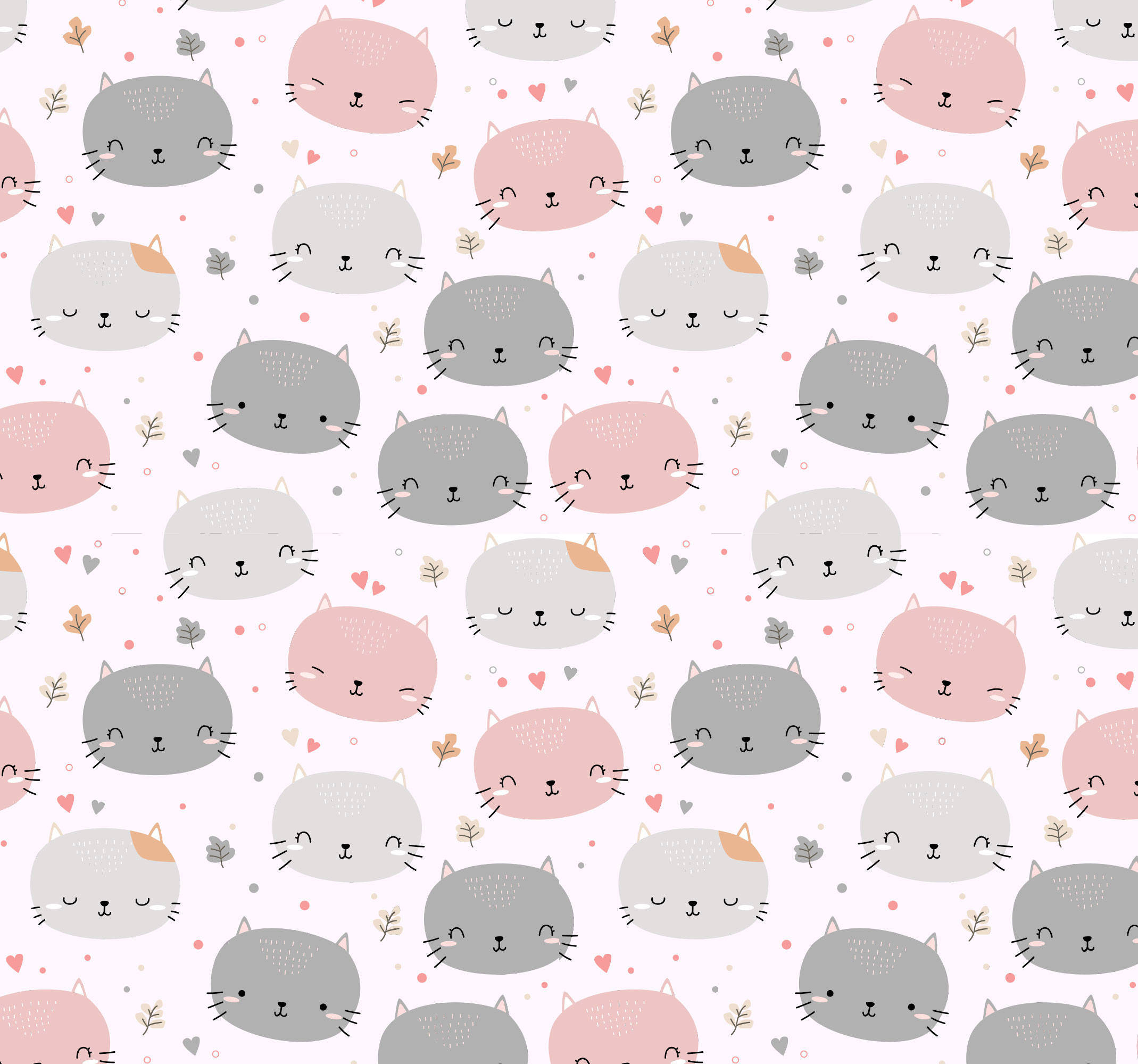 Cute grey and pink kittens bedroom vinyl carpet - TenStickers
