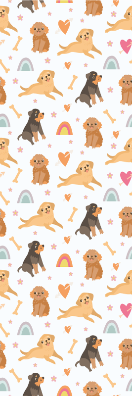 Cute dog and rainbow pattern bedroom vinyl carpet - TenStickers