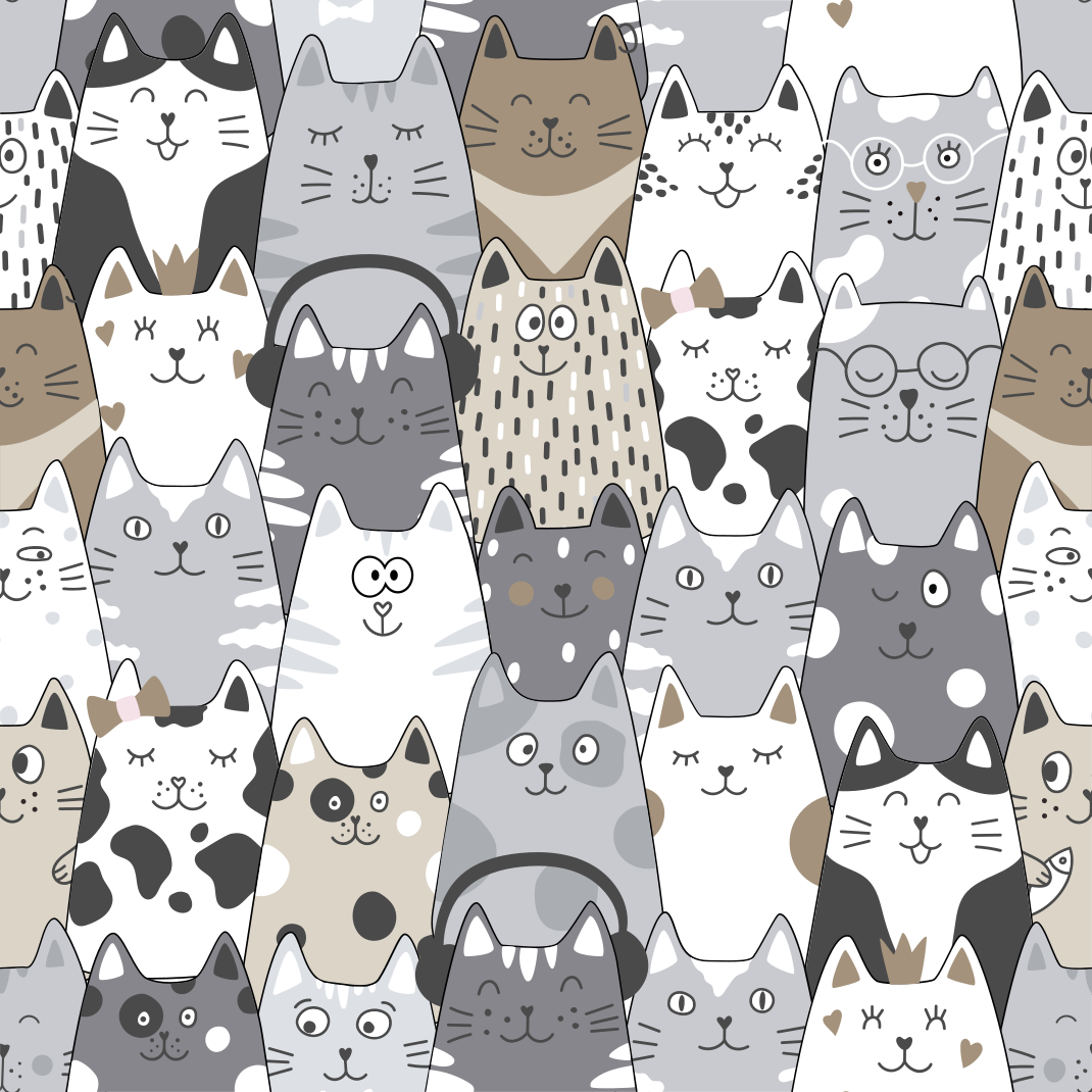 Bedroom vinyl carpet cartoon cats - TenStickers