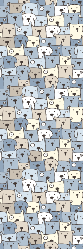 Bedroom vinyl carpet with gray drawn dogs - TenStickers