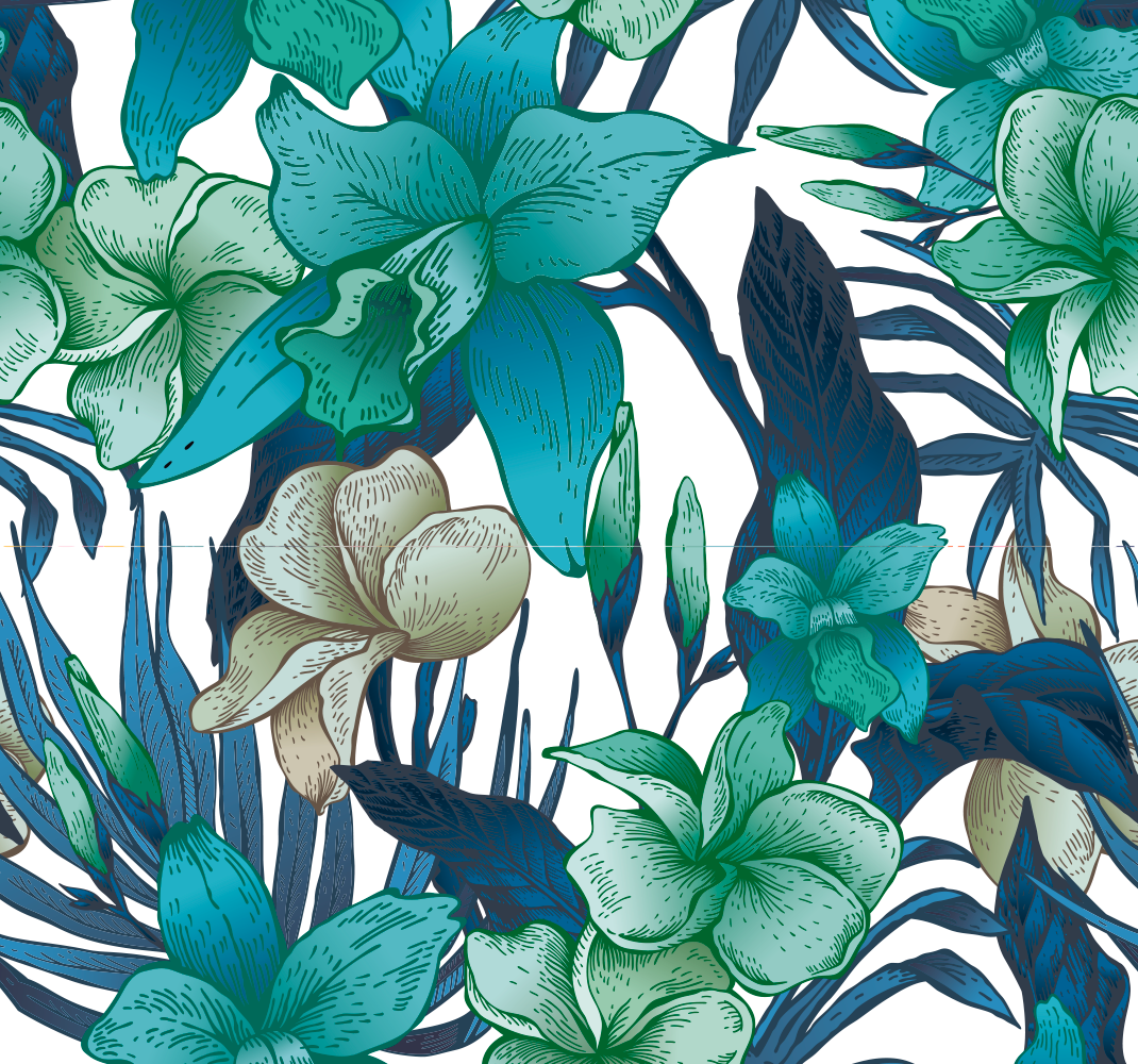 Bedroom vinyl carpet with blue tropical leaves - TenStickers