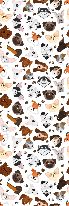 Bedroom vinyl carpet featuring dog breed heads - TenStickers