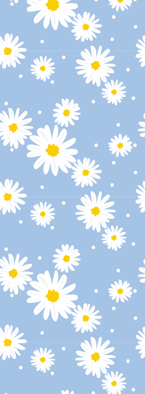 Bedroom vinyl carpet with blue background and white flowers - TenStickers