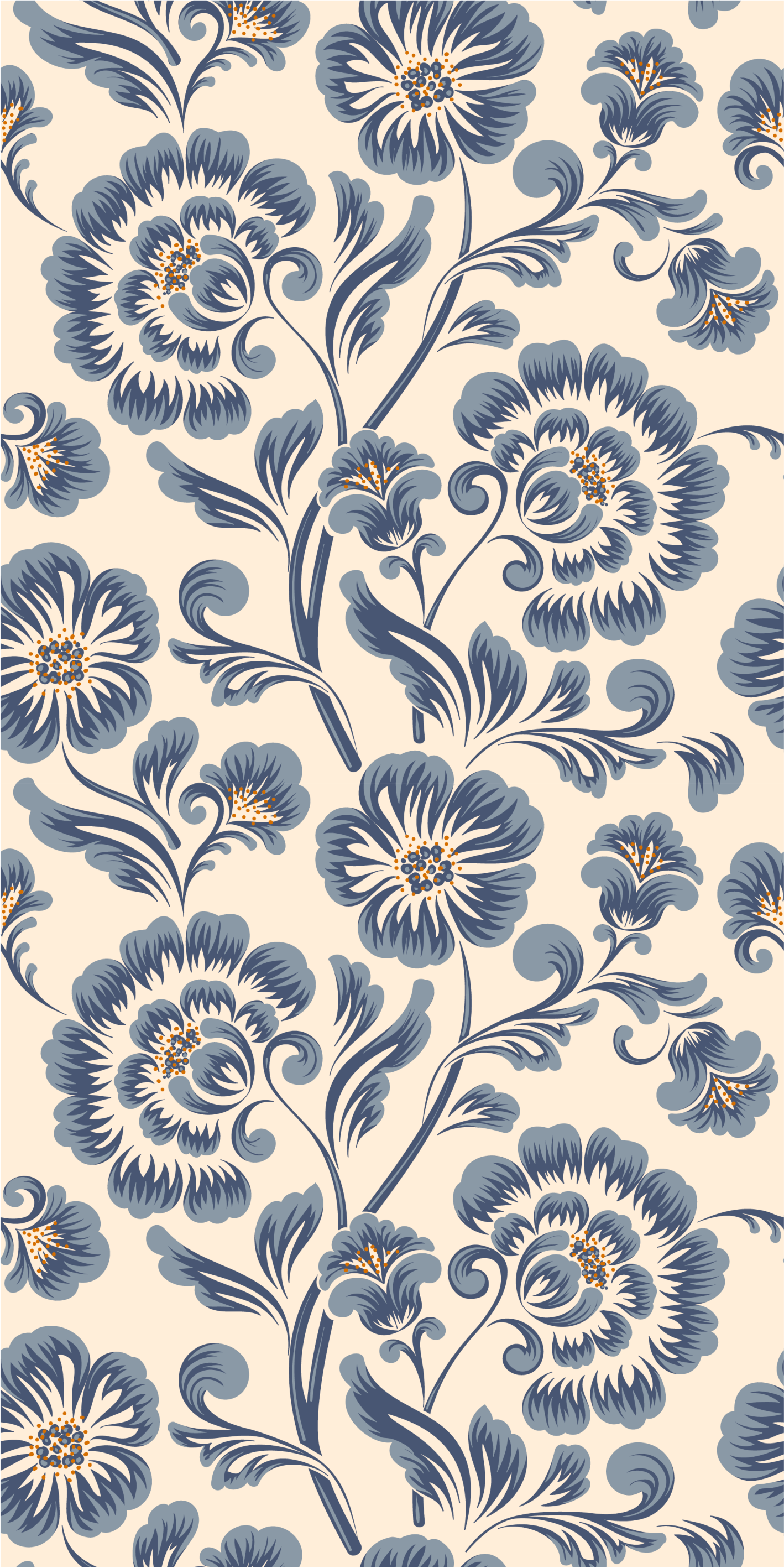 Bedroom vinyl carpet floral blue vintage design - TenStickers