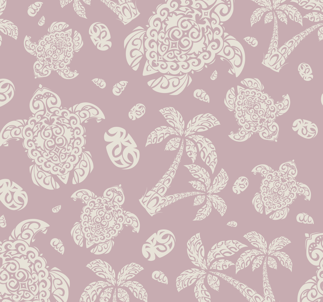 Bedroom vinyl carpet with hawaiian turtle and palm pattern - TenStickers