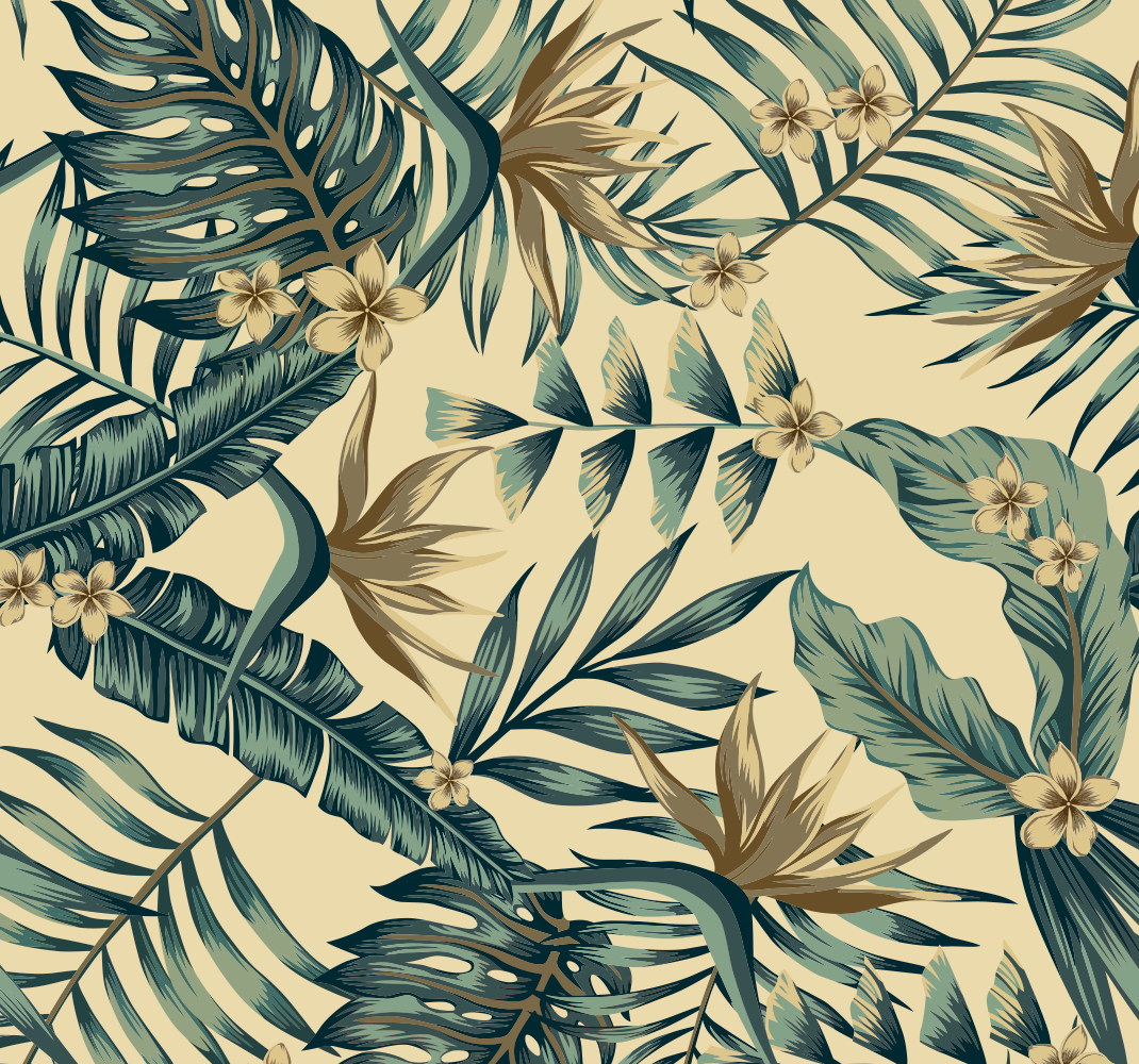 Bedroom vinyl carpet tropical leaves design - TenStickers