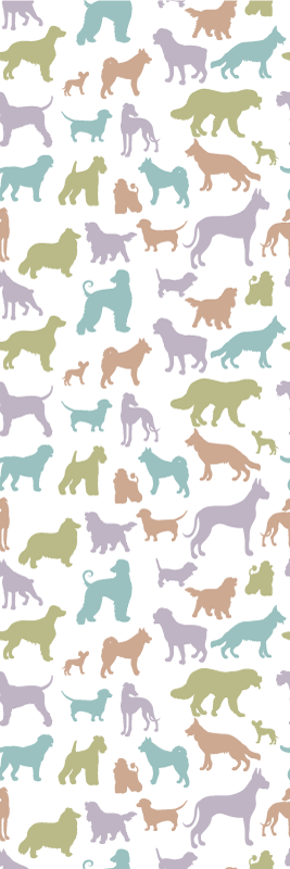Bedroom vinyl carpet with pastel dog silhouettes - TenStickers