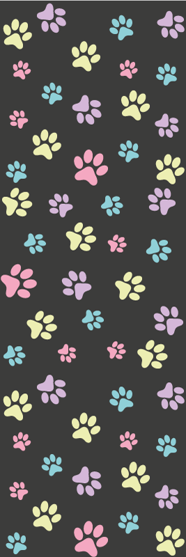 Bedroom vinyl carpet with vibrant dog paw prints - TenStickers