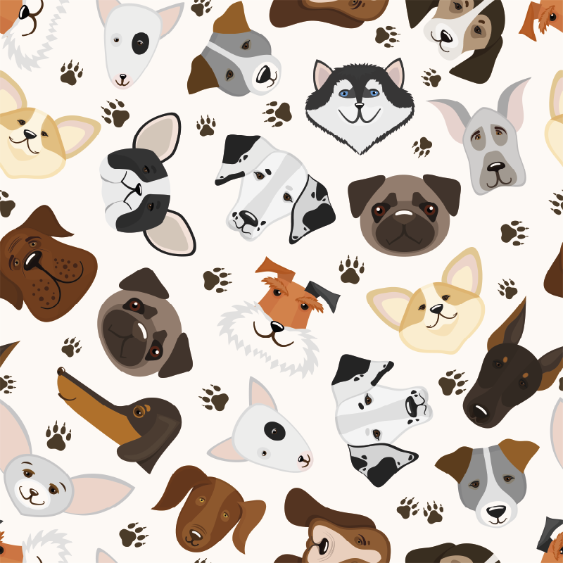 Cute mix puppy and dog pattern bedroom vinyl carpet - TenStickers