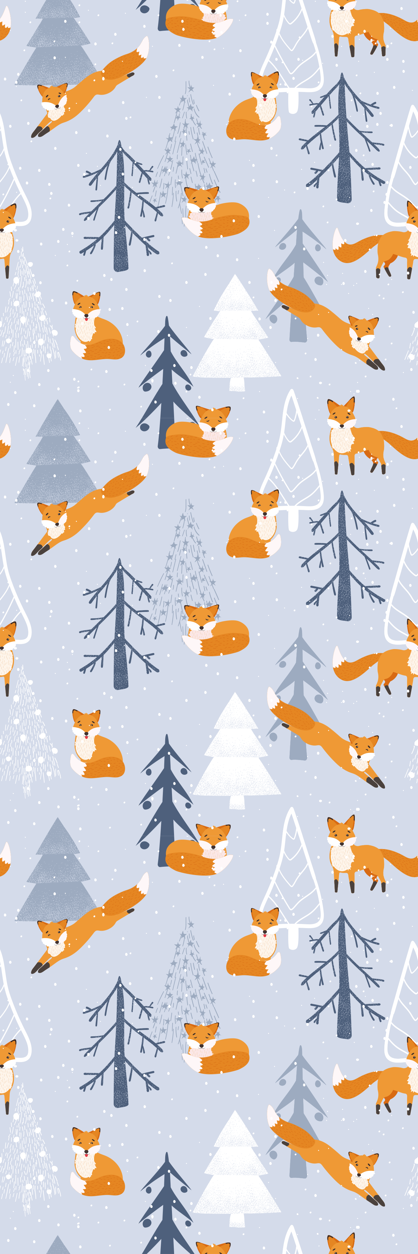 Bedroom vinyl carpet with cute fox winter forest design - TenStickers