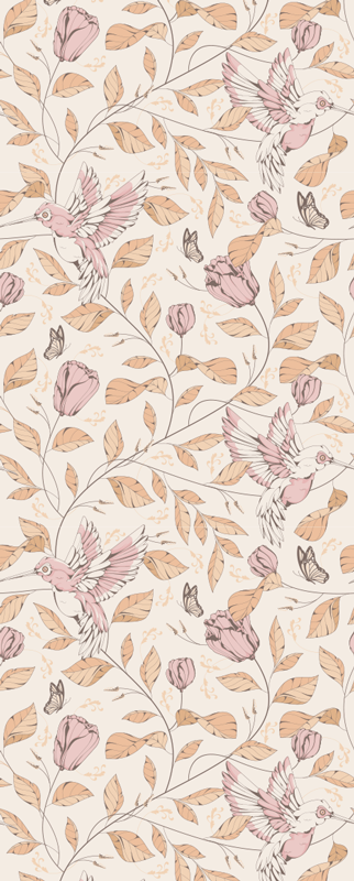 Bedroom vinyl carpet with beige tulip pattern - TenStickers