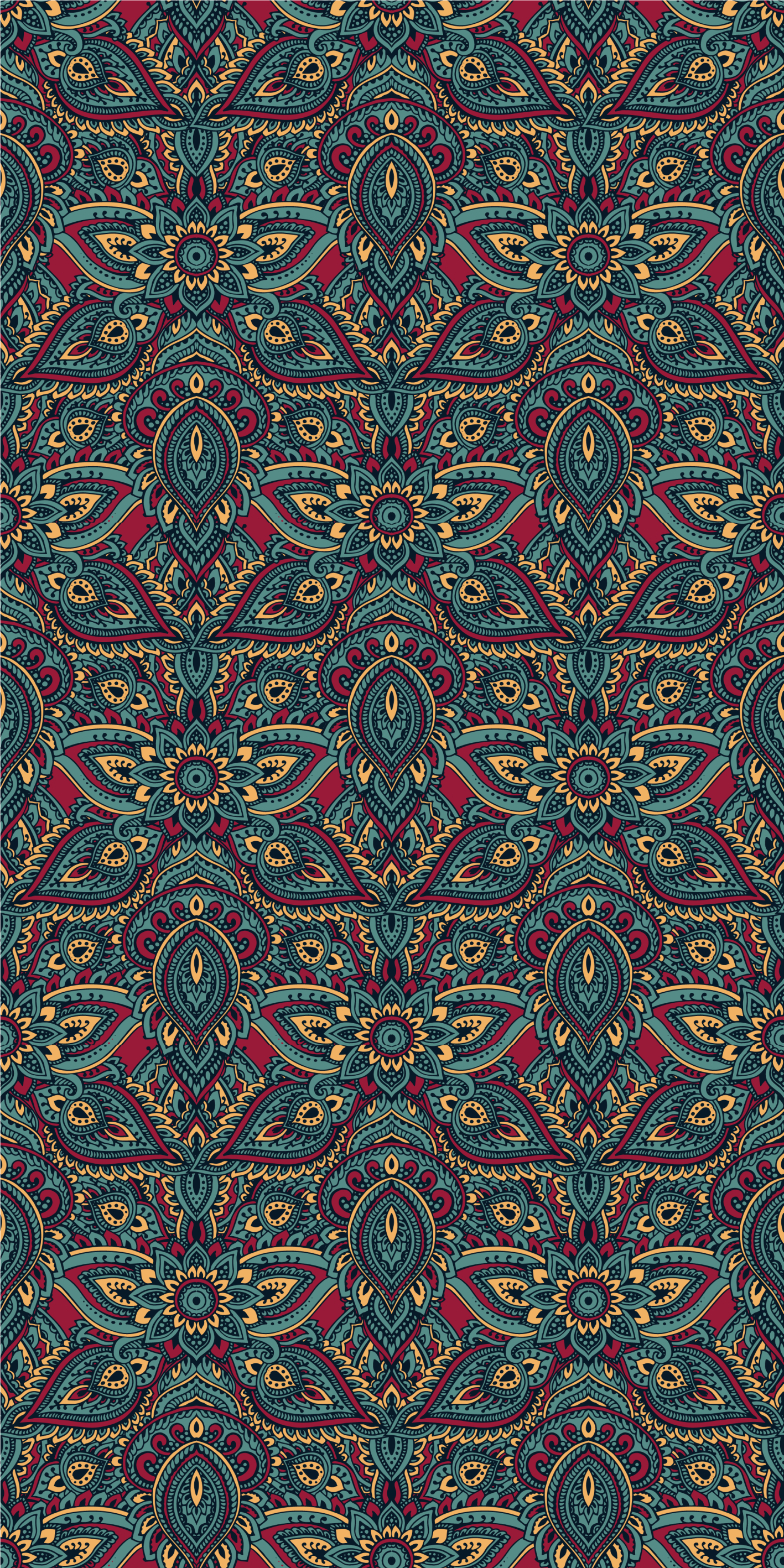Bedroom vinyl carpet with red indian design - TenStickers