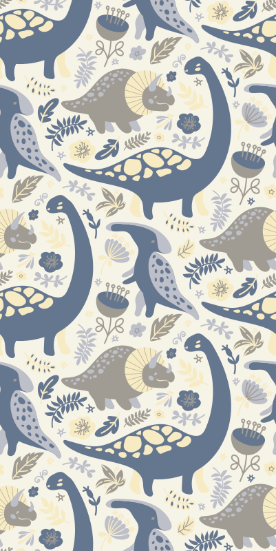 Bedroom vinyl carpet in blue dinosaur nordic style - TenStickers