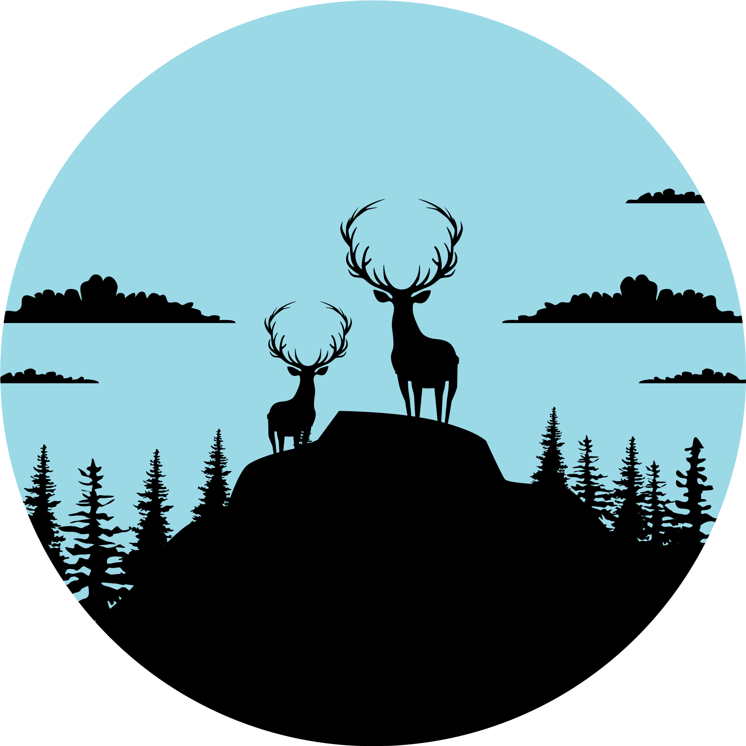 Nature vinyl carpet mountain scene with deer - TenStickers