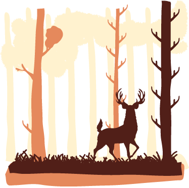 Nature vinyl carpet in brown forest with deer - TenStickers