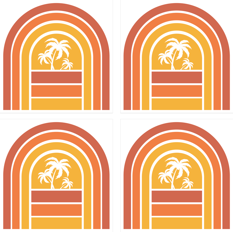 Nature vinyl carpet retro sunset and palms design - TenStickers