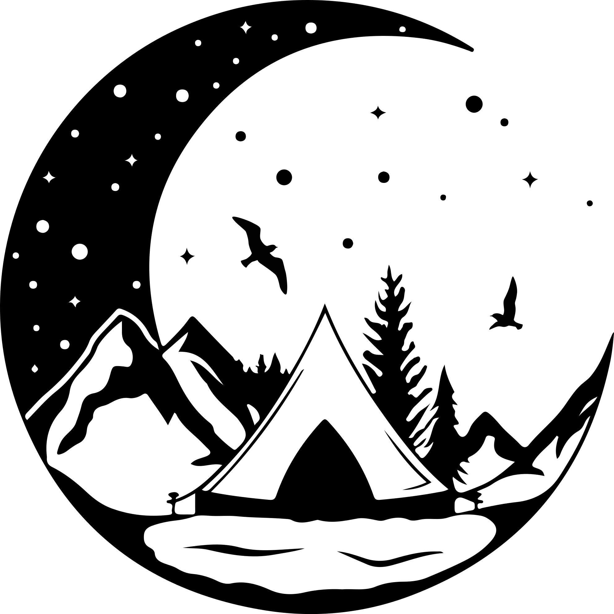 Nature vinyl carpet mountains and moonlit night - TenStickers