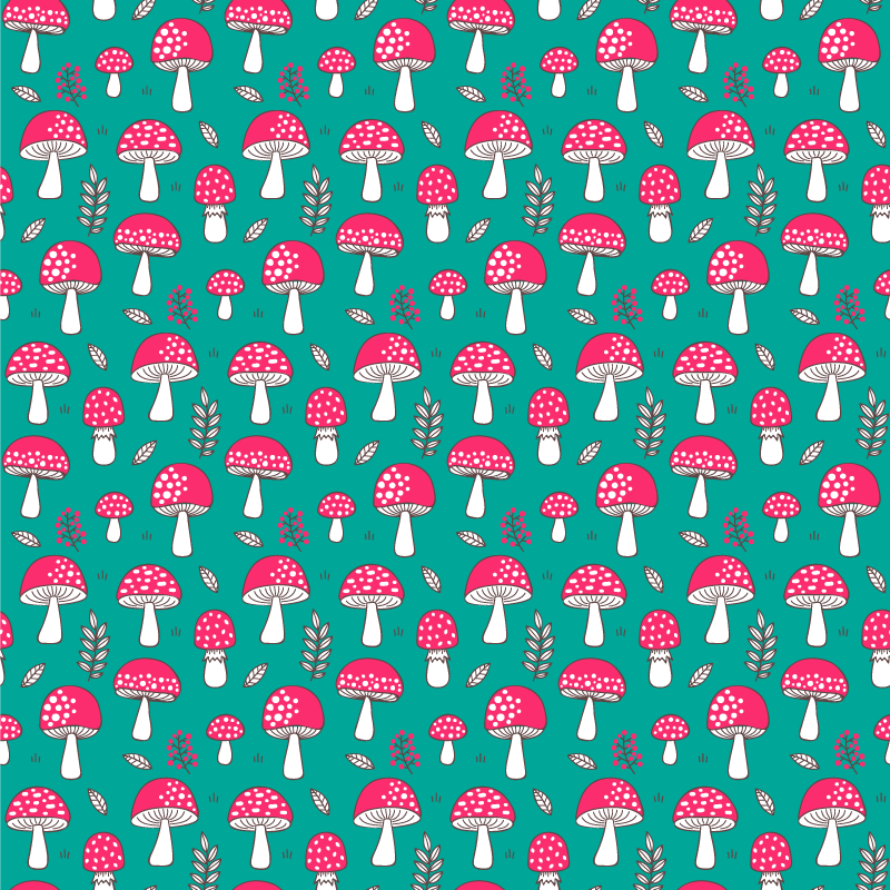 Nature vinyl carpet with classic mushrooms on turquoise - TenStickers
