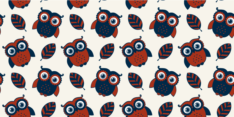 Nature vinyl carpet with blue and red owls pattern - TenStickers