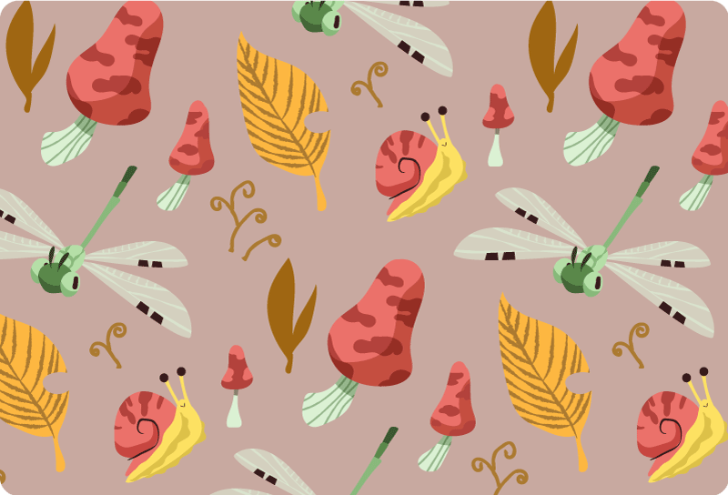 Nature vinyl carpet with autumn flora and fauna pattern - TenStickers