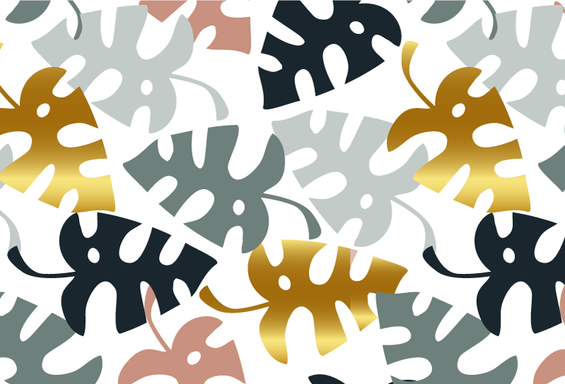 Nature vinyl carpet with golden multicolor leaves - TenStickers