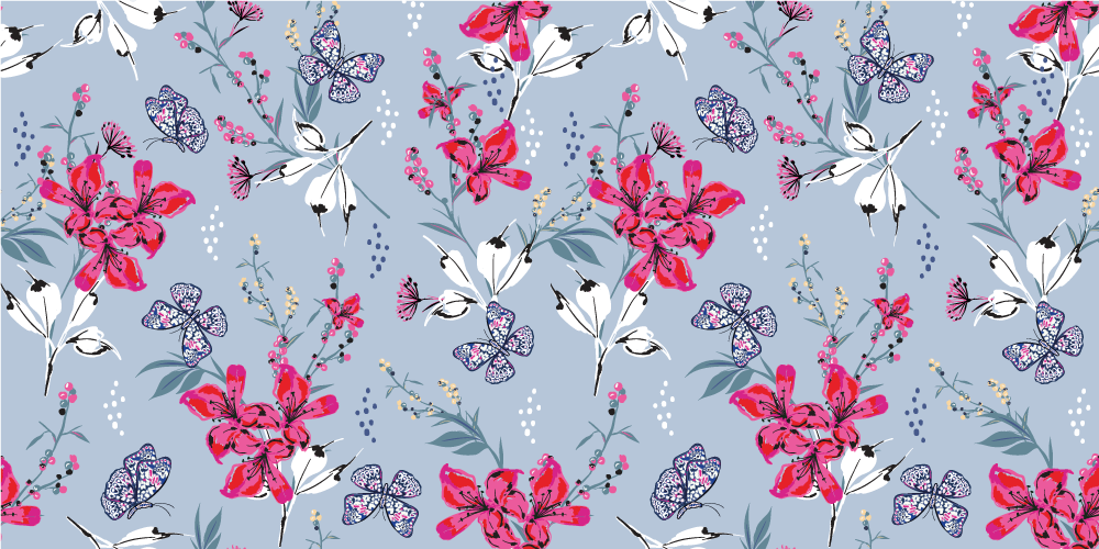 Nature vinyl carpet floral butterflies design - TenStickers