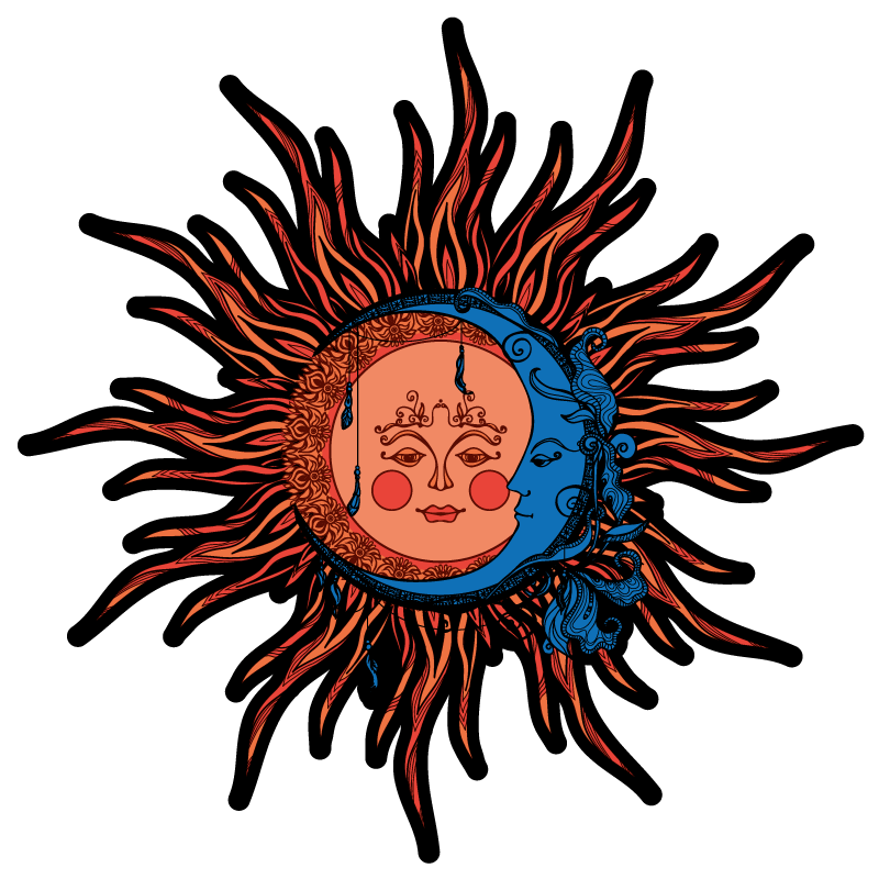 Nature vinyl carpet celestial sun and moon - TenStickers