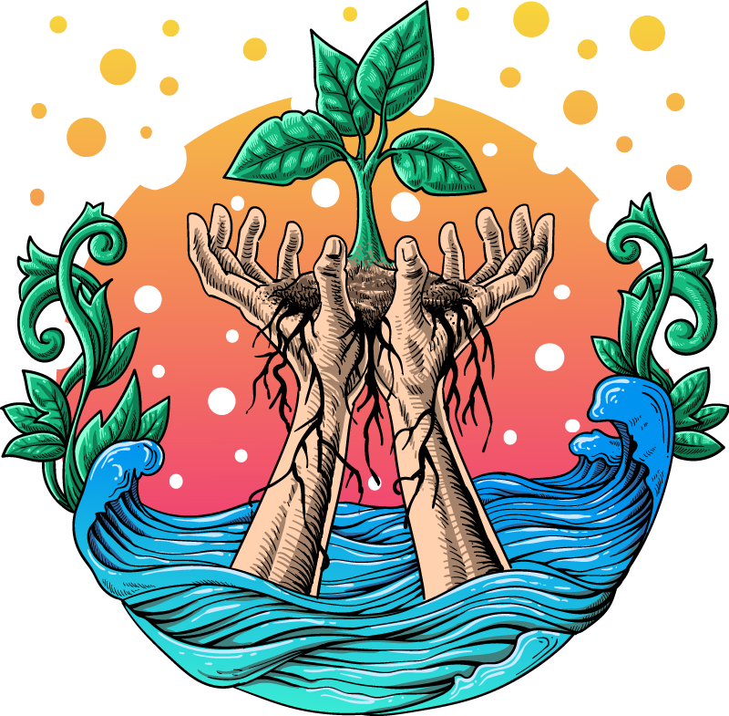 Nature vinyl carpet hands nurturing nature - TenStickers