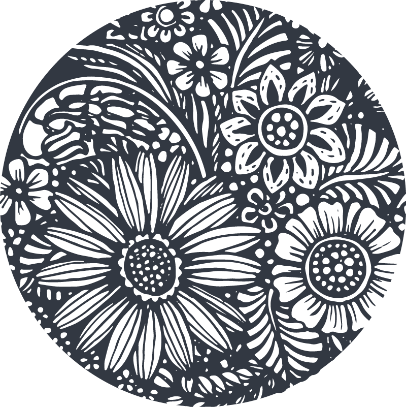 Nature vinyl carpet floral pattern circle - TenStickers