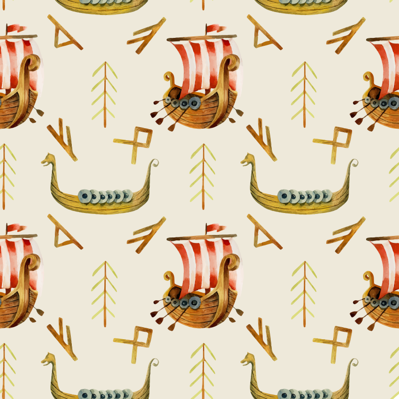 Nature vinyl carpet viking ship design - TenStickers