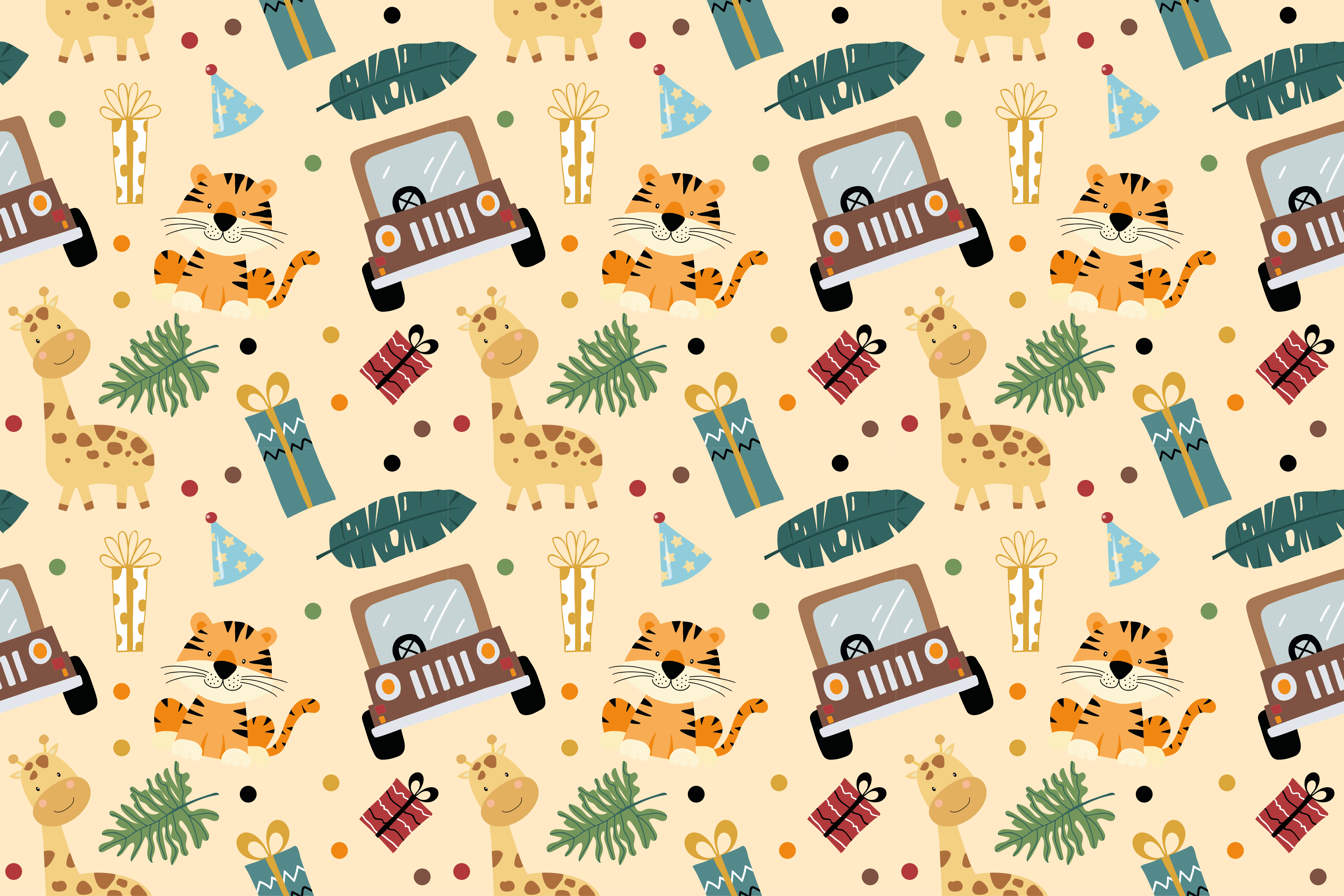Nature vinyl carpet with fun safari themes - TenStickers