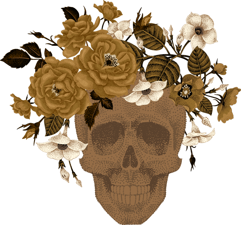 Nature vinyl carpet skull floral design - TenStickers