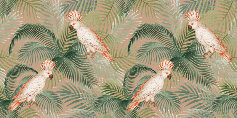 Nature vinyl carpet tropical parrots and palms - TenStickers