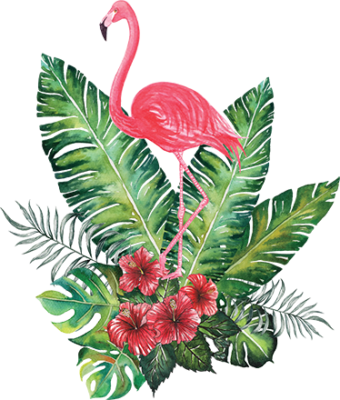 Floral vinyl carpet big tropical flamingo - TenStickers