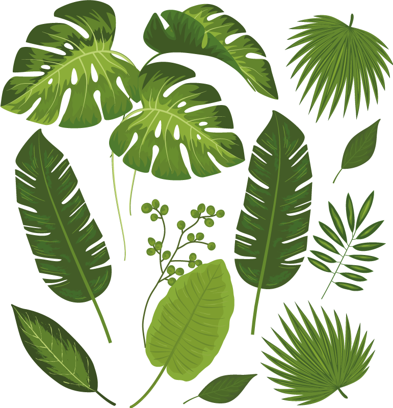 Variety of leaves floral vinyl carpet - TenStickers